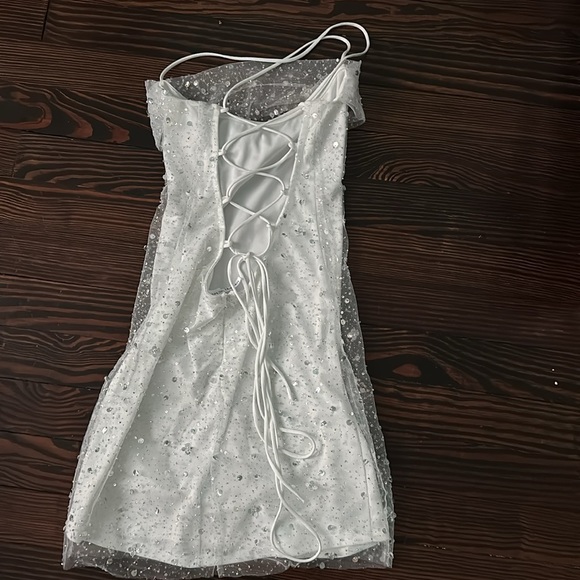 Lucy in the sky white glitter mesh mini dress - Picture 5 of 5